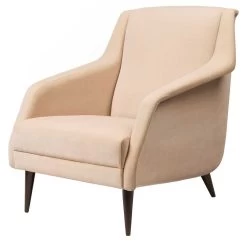 CDC.1 Lounge Chair -Möbel & Dekoration CDC 1 LoungeChair Wood FullyUpholstered AmericanWalnut GUBI Velluto Beige F3Q large 1280x1280