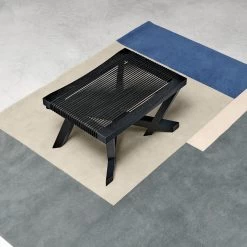 Volkshaus Stool -Möbel & Dekoration ClassiCon roquebrune rug volkshaus stool black topview photo hassos 1280x1280