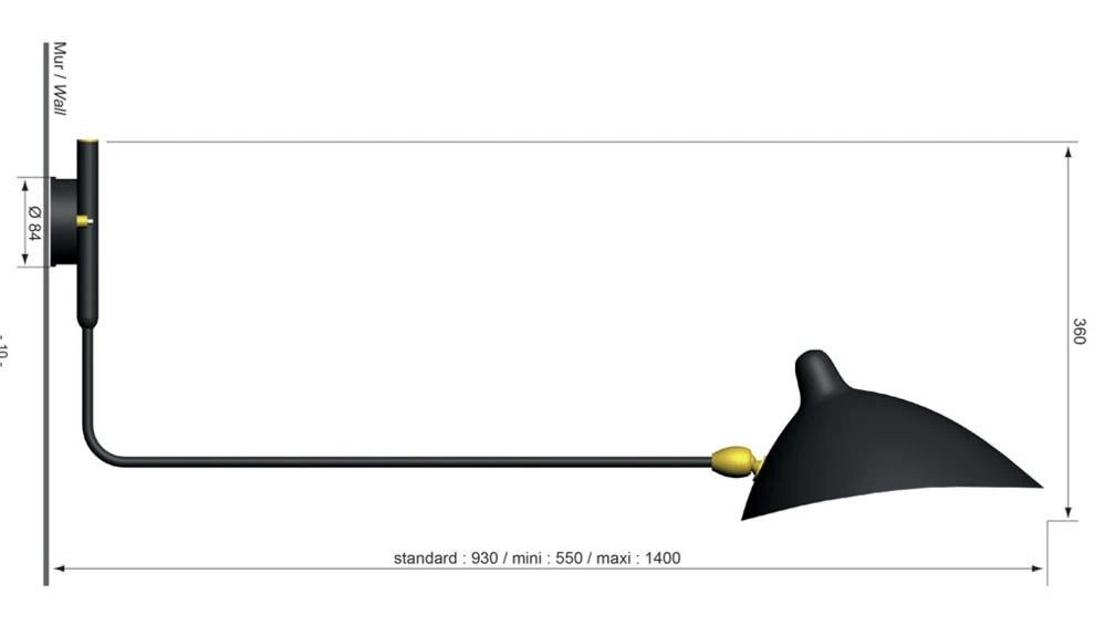 Mouille Wandleuchte 1 Bras Droit Pivotant 4 Mouille Wandleuchte 1 Bras Droit Pivotant - Image 2