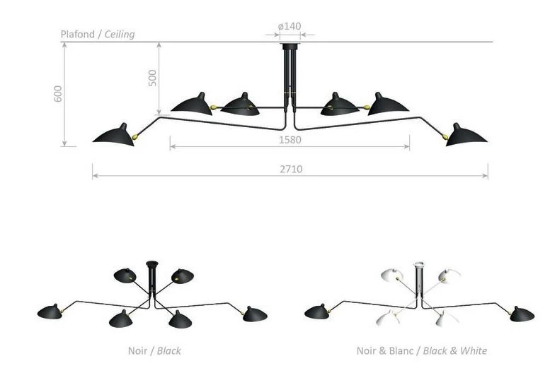 Mouille Deckenleuchte 6 Bras Pivotants 4 Mouille Deckenleuchte 6 Bras Pivotants - Image 2