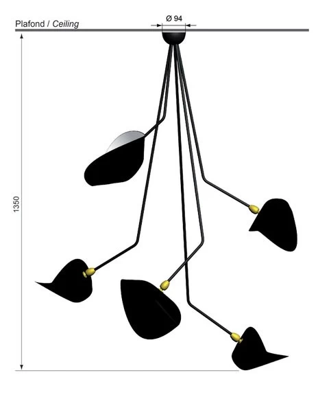 Mouille Deckenspinne 5 Bras Casses 5 Mouille Deckenspinne 5 Bras Casses - Image 3